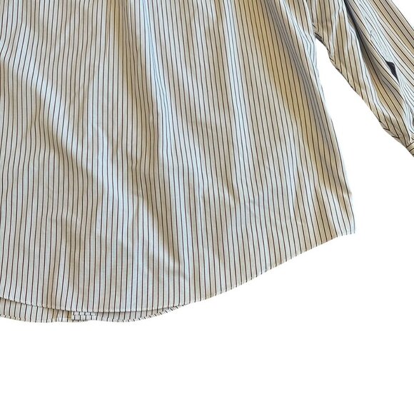 Brooks Brothers Classic Blue Brown Stripe Button-Down Dress Shirt Size 18 35 - Picture 9 of 12